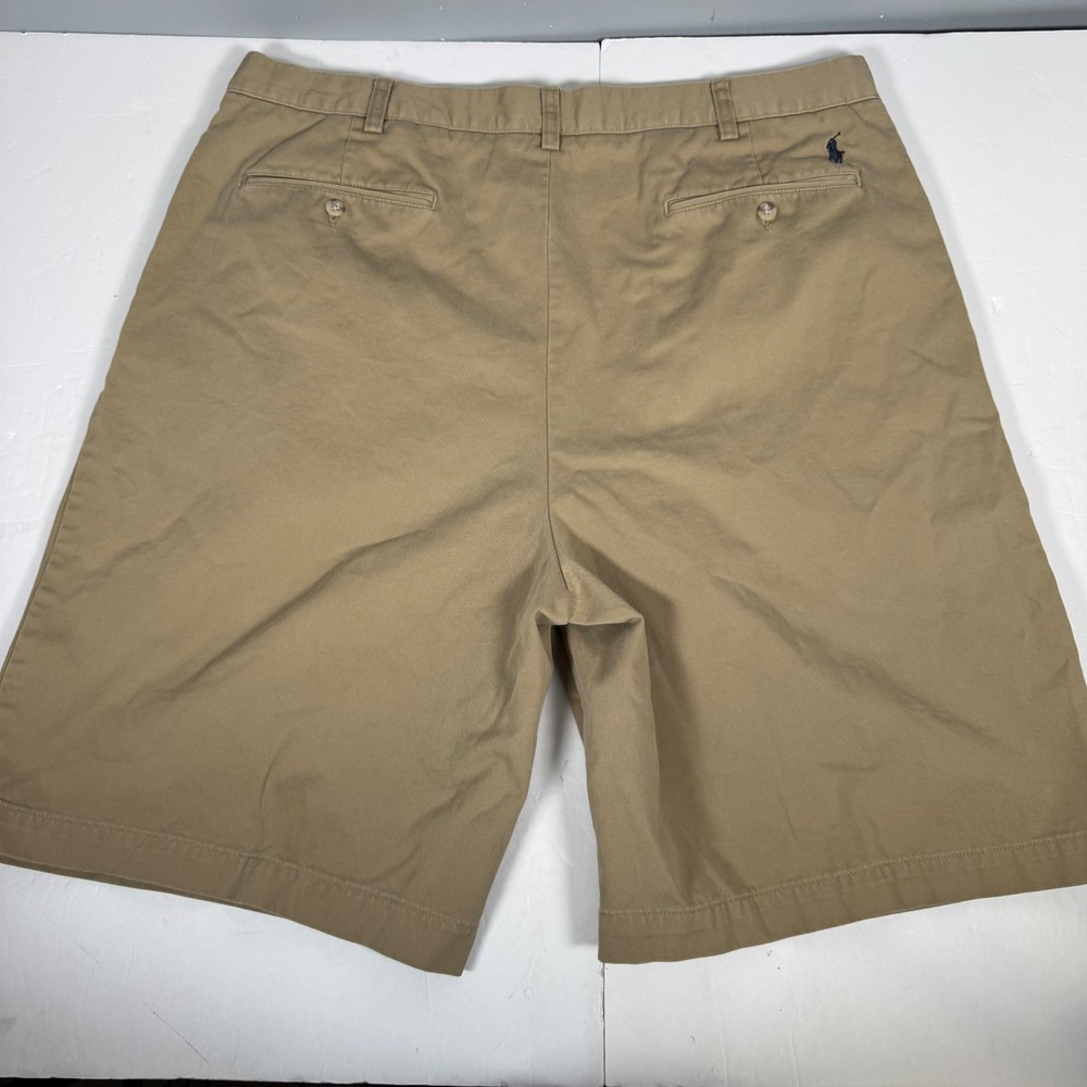 Polo Ralph Lauren Tyler Short Mens 42T Khaki Tan Pleated Cotton Twill Chino Tall - Picture 4 of 12